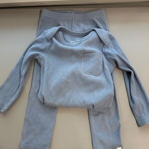 easy-peasy Ribbed Baby Two-Piece Set in Dusty Blue